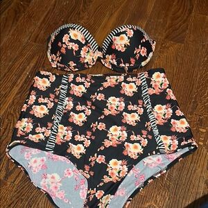 Floral High-Waisted Bikini Set